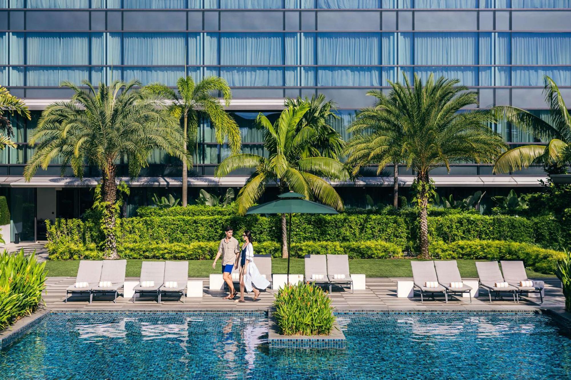 Dusit Thani Laguna Singapur Dış mekan fotoğraf The pool at the hotel